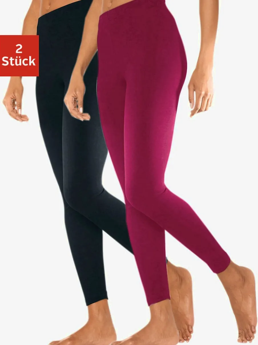 Lot de 2 leggings en coton doux avec élasticité