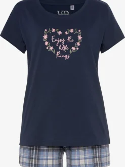 Lot de 2 pyjamas courts au motif fleuri et à carreaux