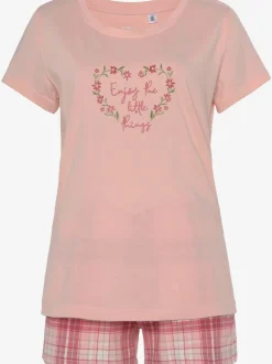 Lot de 2 pyjamas courts au motif fleuri et à carreaux