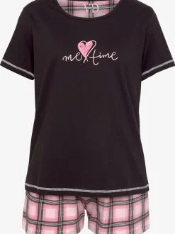 Lot de 2 pyjamas courts avec imprimé devant et short à carreaux