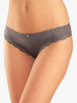 Lot de 3 slips brésiliens unis, à pois et à rayures avec dentelle et nœud