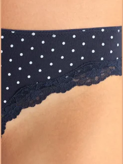 Lot de 3 slips brésiliens unis, à pois et à rayures avec dentelle et nœud