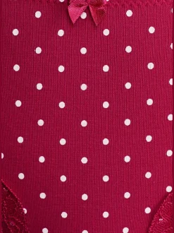 Lot de 3 slips brésiliens unis, à pois et à rayures avec dentelle et nœud