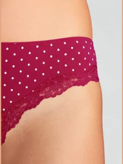 Lot de 3 slips brésiliens unis, à pois et à rayures avec dentelle et nœud