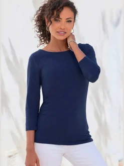 Lot de 2 T-shirts Lascana avec encolure en U et manches 3/4