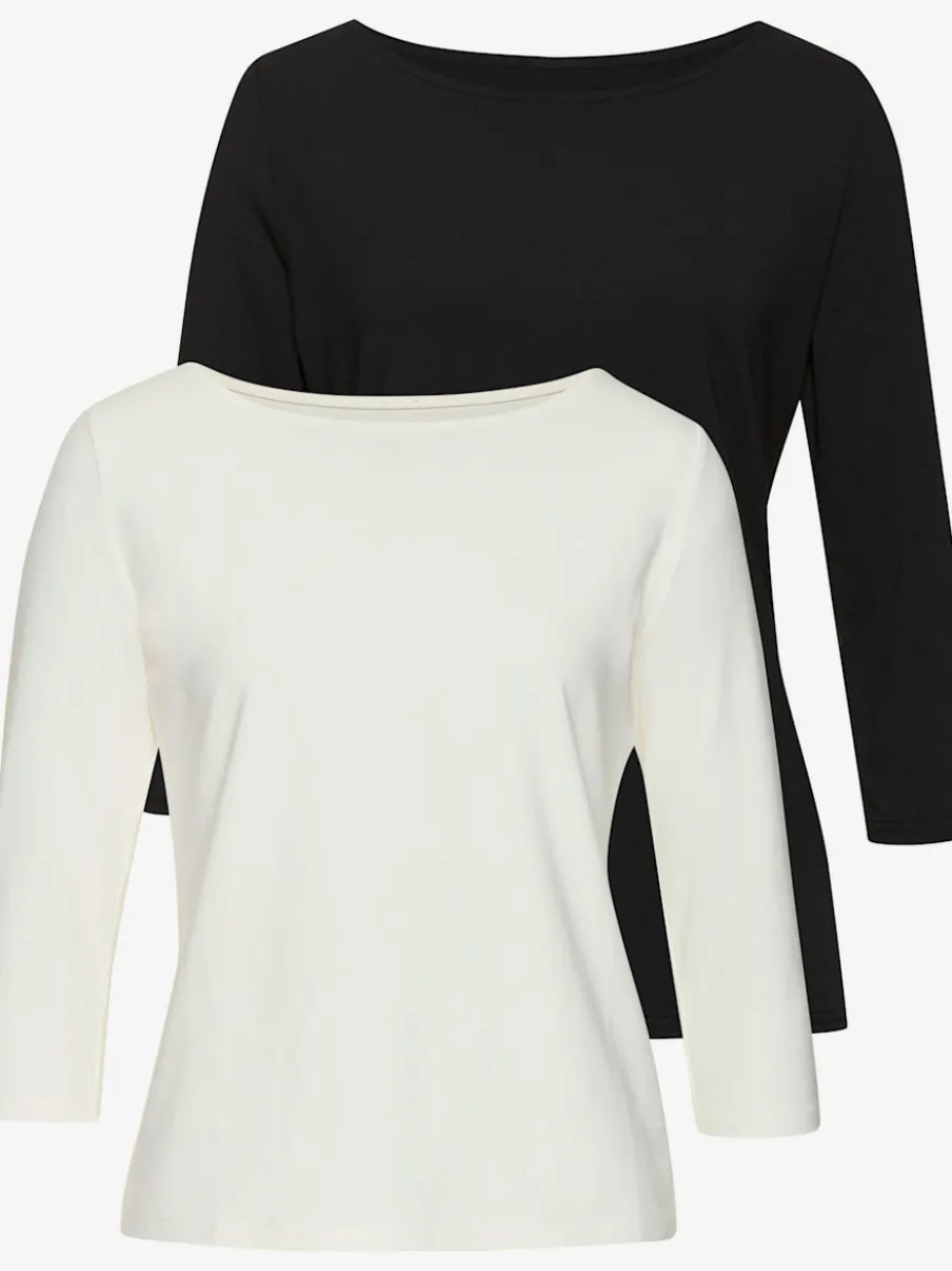 Lot de 2 T-shirts Lascana avec encolure en U et manches 3/4