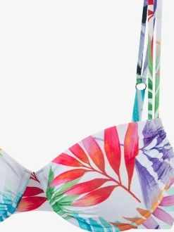 Maillot de bain à armatures avec imprimé feuilles et bretelles réglables