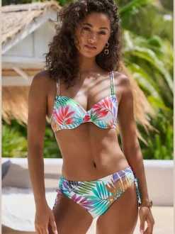 Maillot de bain à armatures avec imprimé feuilles et bretelles réglables