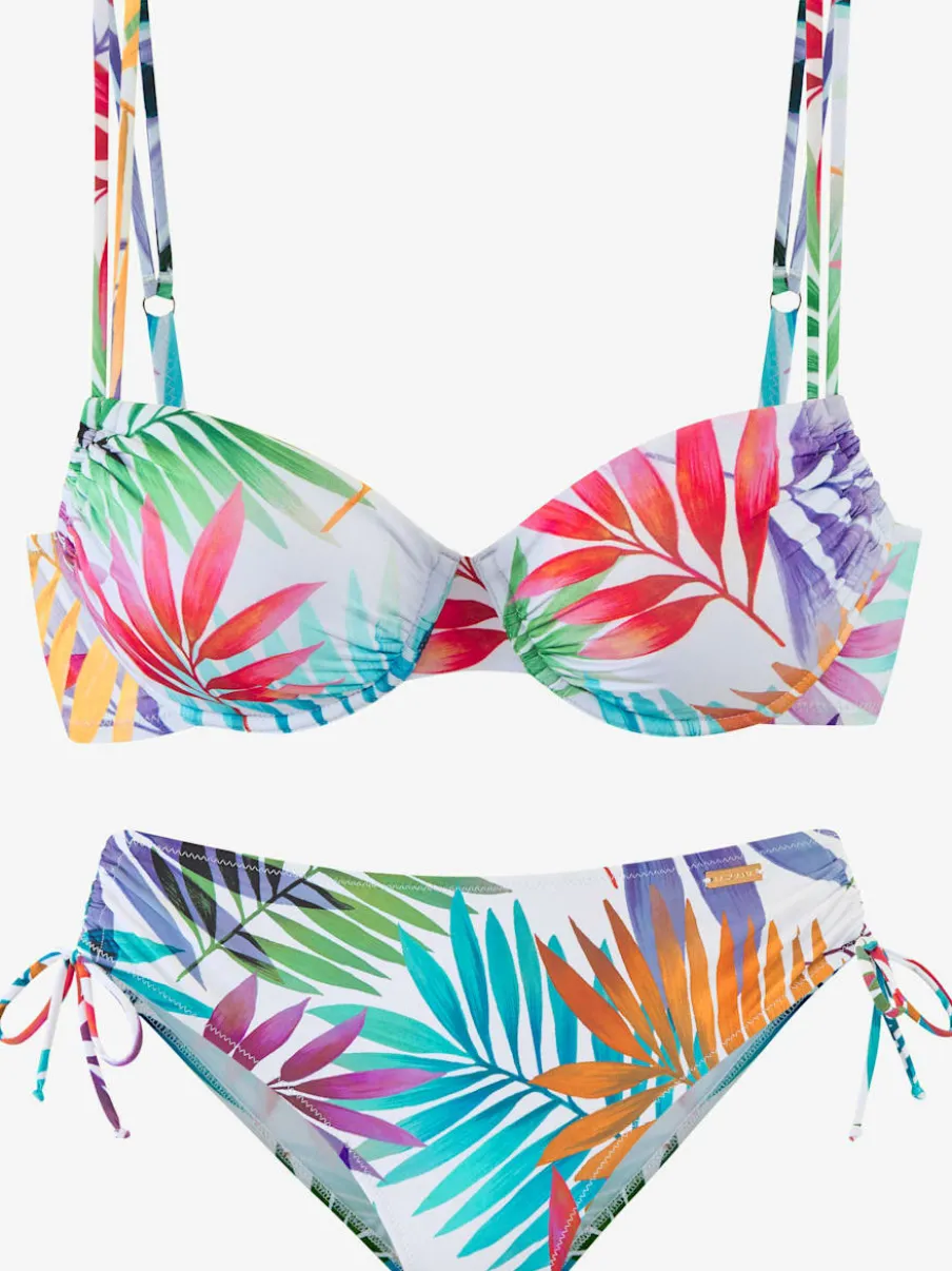 Maillot de bain à armatures avec imprimé feuilles et bretelles réglables