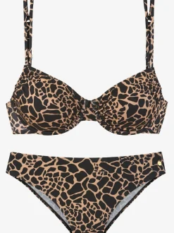Maillot de bain à armatures avec imprimé animal et bonnets amovibles