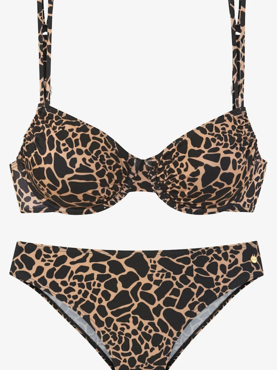Maillot de bain à armatures avec imprimé animal et bonnets amovibles