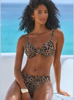 Maillot de bain à armatures avec imprimé animal et bonnets amovibles