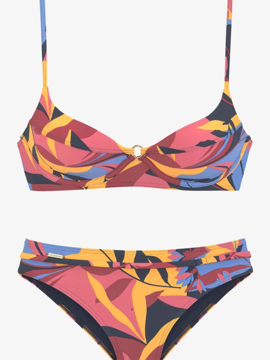 Maillot de bain à armatures avec motif feuilles abstrait