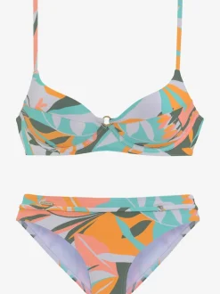 Maillot de bain à armatures avec motif feuilles abstrait