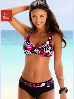 Maillot de bain à armatures avec motif floral et bretelles réglables