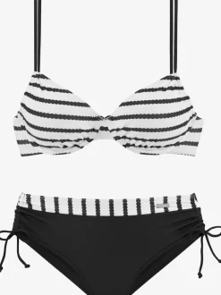 Maillot de bain à armatures avec rayures et bretelles réglables