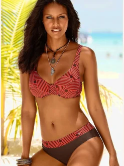 Maillot de bain à armatures avec haut à bretelles réglables et motif graphique