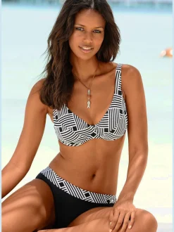 Maillot de bain à armatures avec haut à bretelles réglables et motif graphique