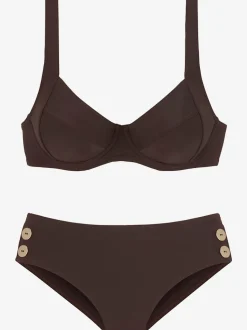 Maillot de bain à armatures avec bretelles réglables et ceinture haute.