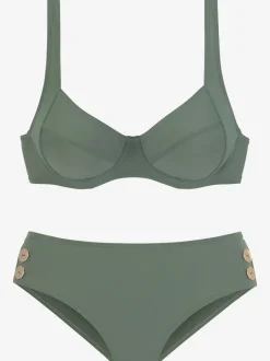 Maillot de bain à armatures avec bretelles réglables et ceinture haute.