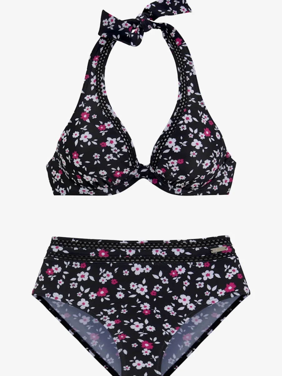 Maillot de bain à armatures avec bordure ajourée et bonnets amovibles