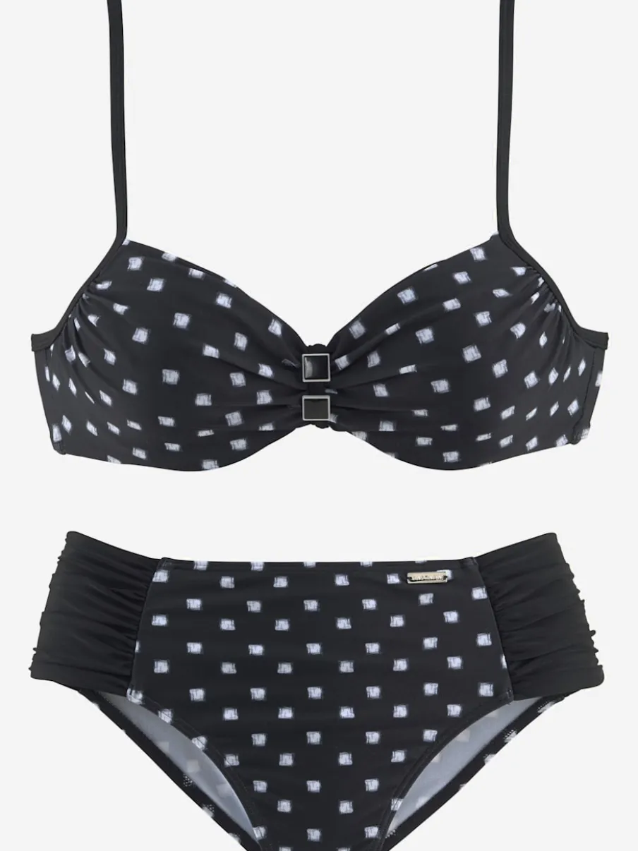 Maillot de bain à armatures avec imprimé pois et bretelles réglables