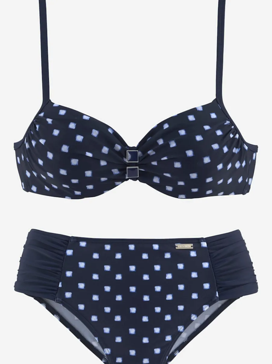 Maillot de bain à armatures avec imprimé pois et bretelles réglables