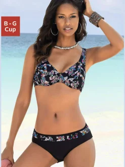 Maillot de bain à armatures avec design floral et bretelles réglables