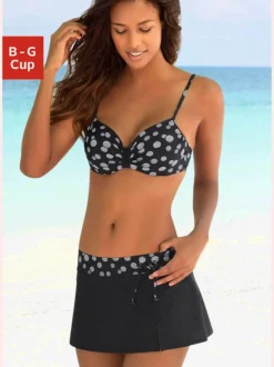 Maillot de bain à armatures avec haut à pois et bretelles ajustables