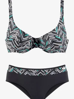 Maillot de bain à armatures avec motifs géométriques et bretelles réglables