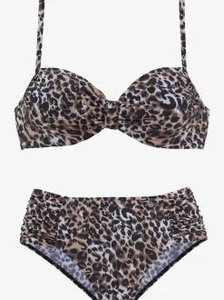 Maillot de bain à armatures et imprimé animal avec bretelles réglables et bas à coupe haute