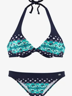 Maillot de bain à armatures imprimés géométriques doublés confortables