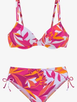 Maillot de bain à armatures imprimé feuilles avec bretelles réglables