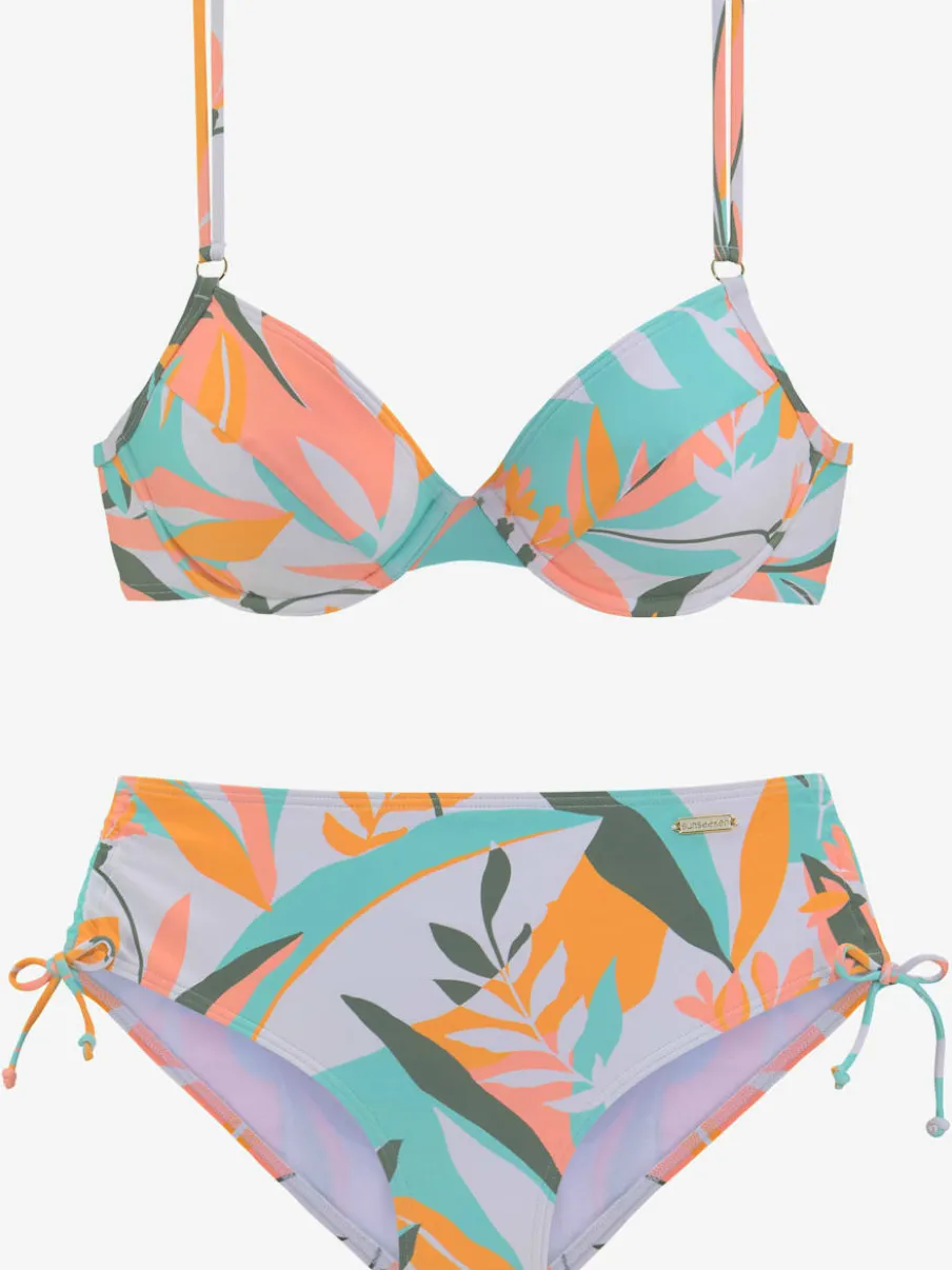 Maillot de bain à armatures imprimé feuilles avec bretelles réglables