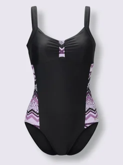 Maillot de bain au motif zigzag avec bonnets confortables
