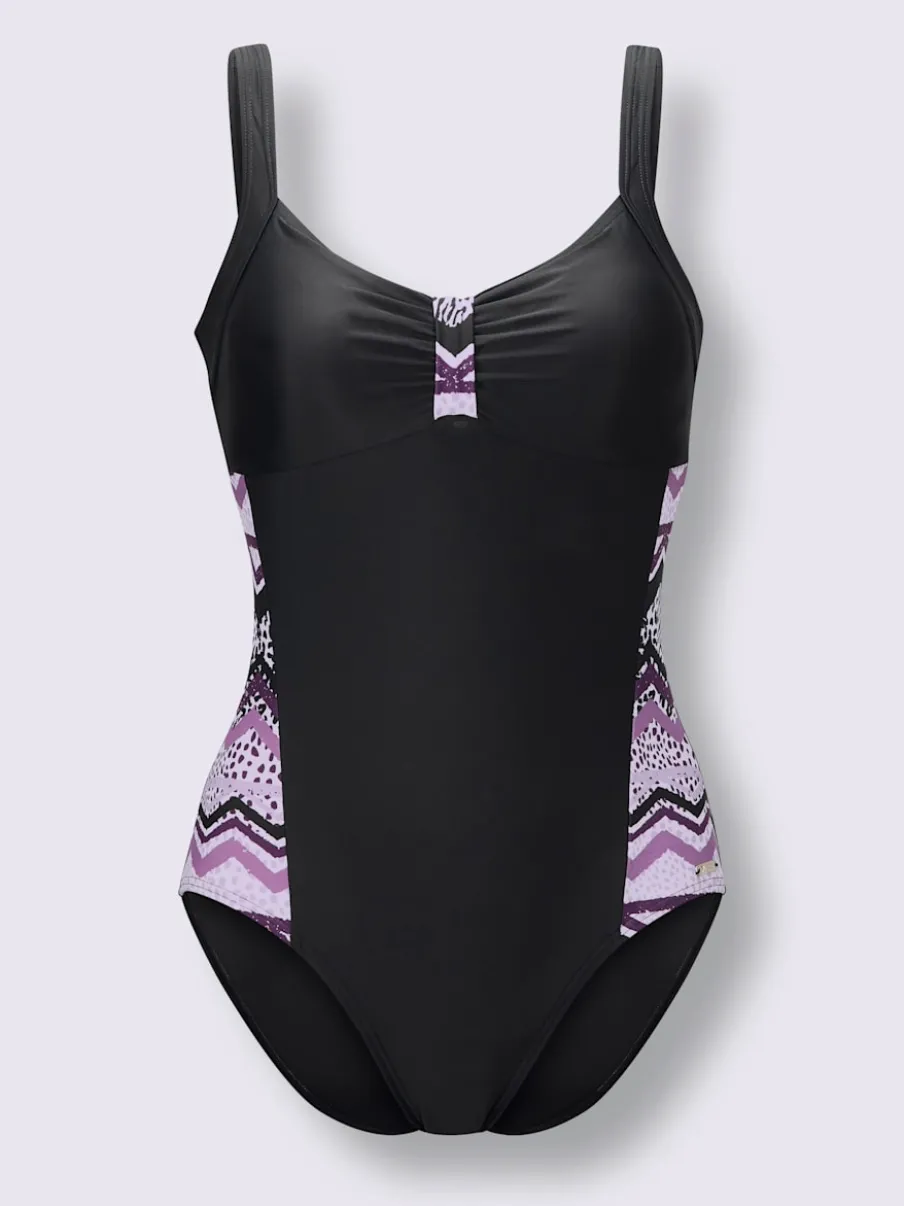 Maillot de bain au motif zigzag avec bonnets confortables