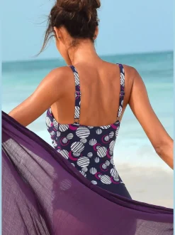 Maillot de bain avec armatures et motifs géométriques en V