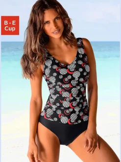 Maillot de bain avec armatures et motifs géométriques en V