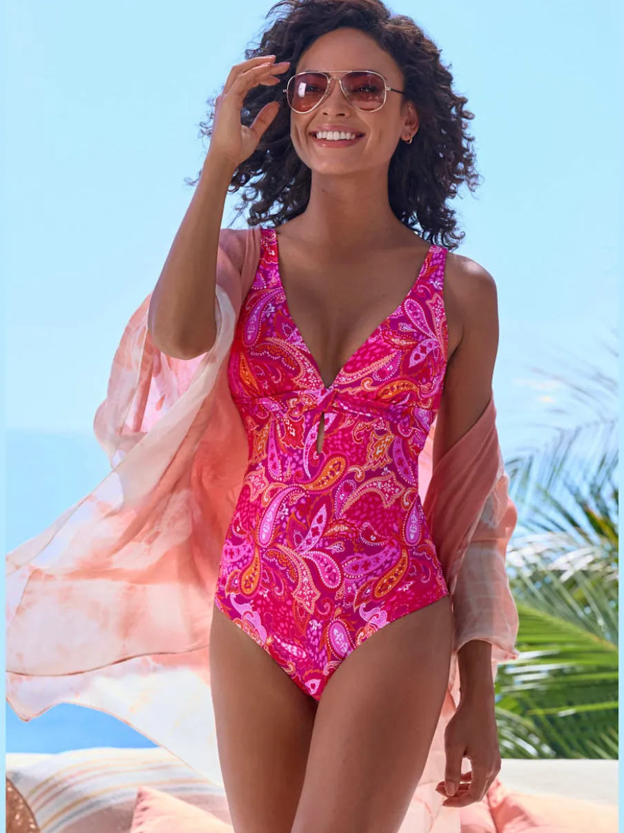 Maillot de bain avec bonnets amovibles et motif paisley
