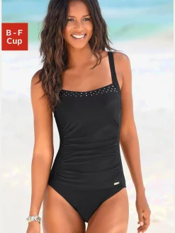 Maillot de bain avec bonnets et rivets dorés décoratifs