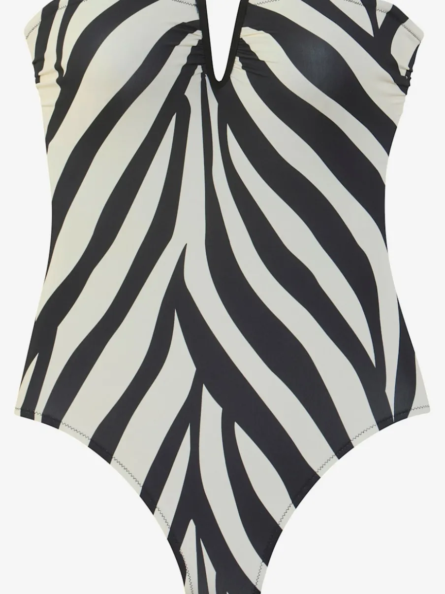 Maillot de bain avec col en V et motifs animaliers