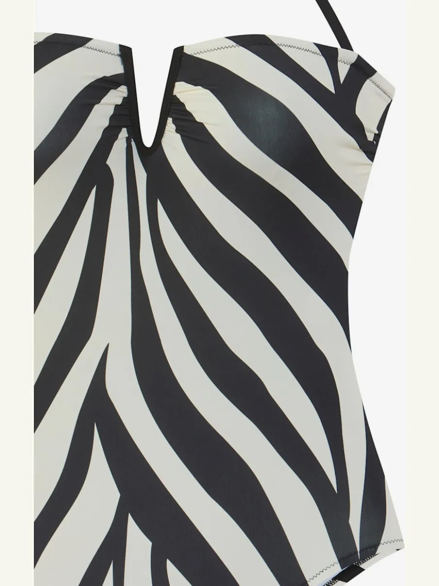 Maillot de bain avec col en V et motifs animaliers