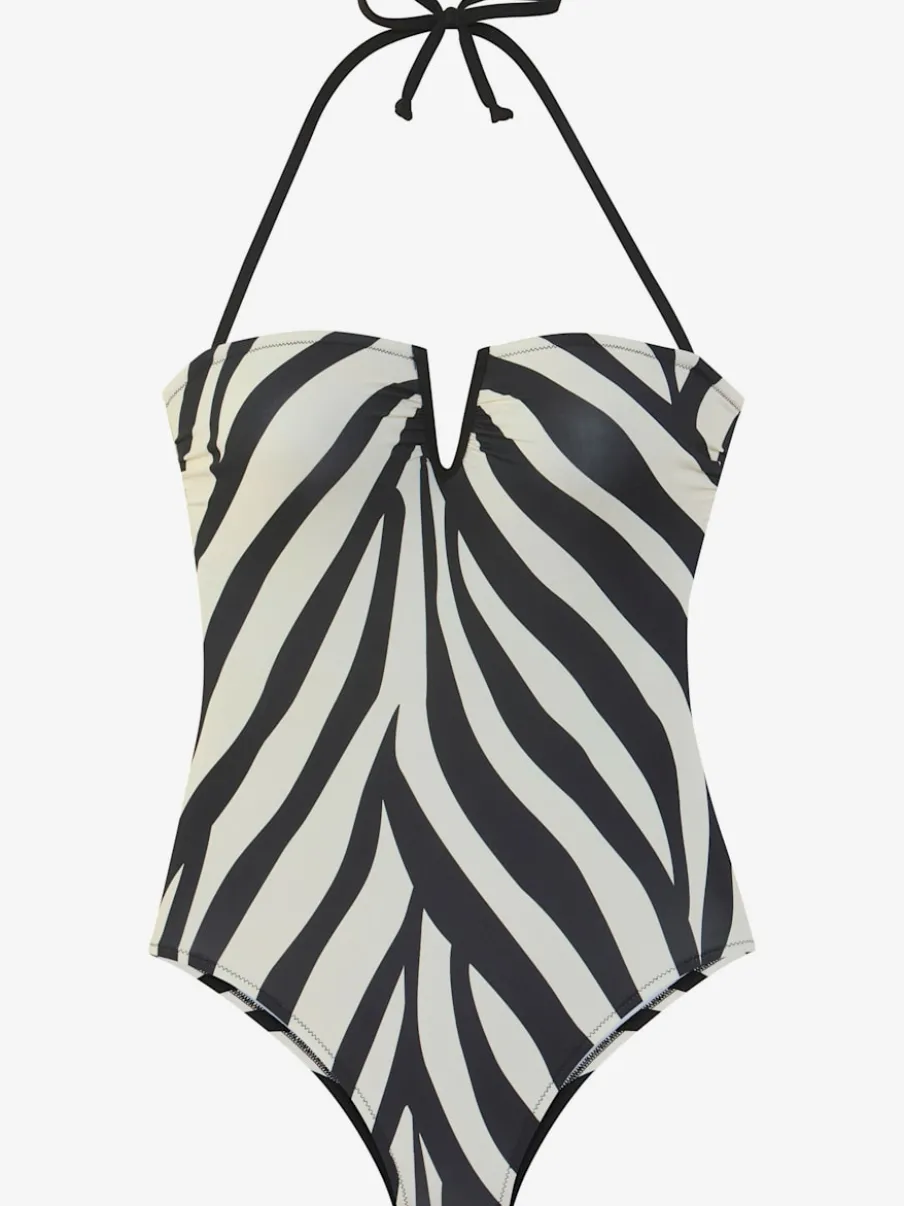 Maillot de bain avec col en V et motifs animaliers