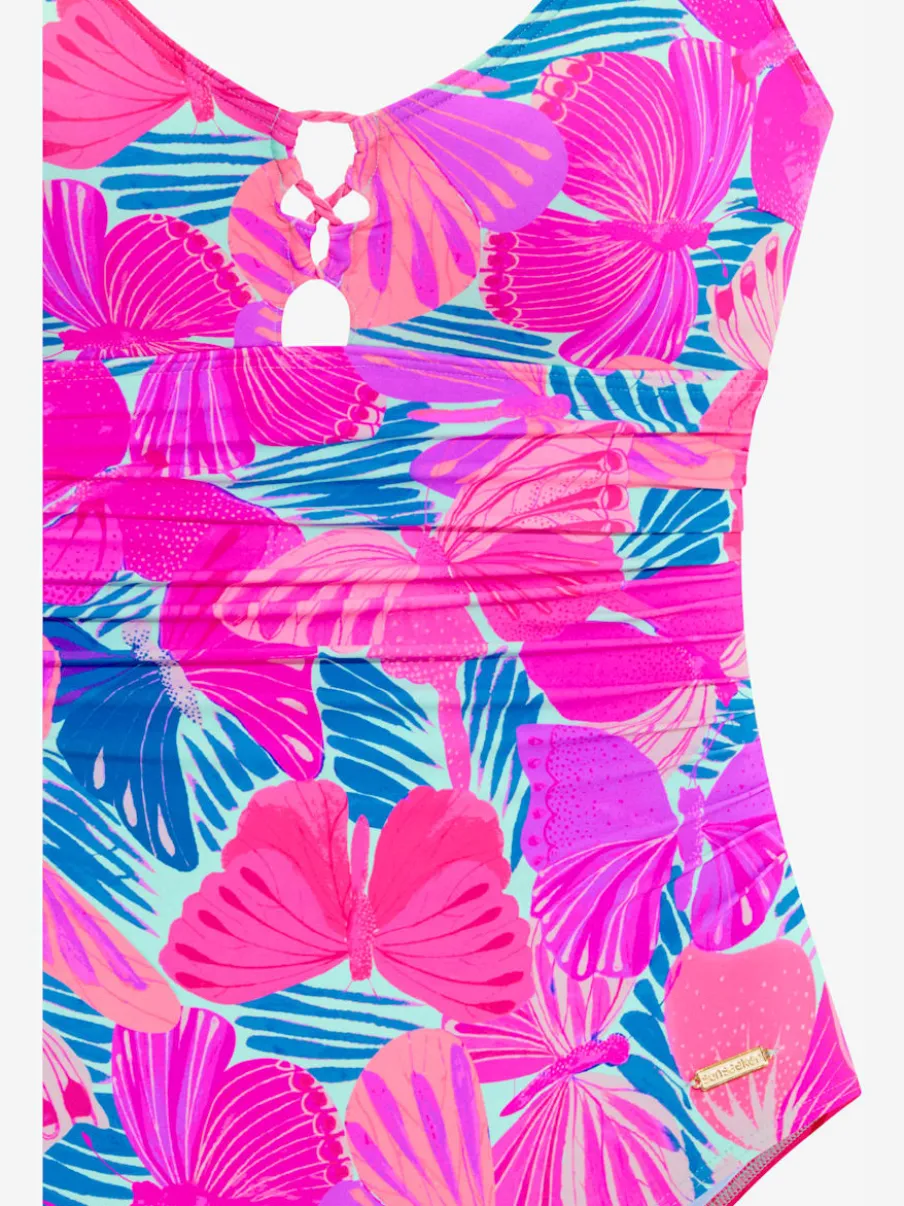 Maillot de bain avec design papillon à fronces latérales et bretelles réglables