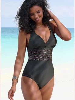 Maillot de bain avec détails léopard et dos croisé