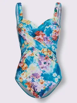 Maillot de bain avec effet cache-cœur et motif floral
