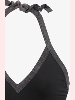 Maillot de bain avec empiècements brillants et décolleté profond