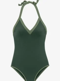 Maillot de bain avec empiècements brillants et décolleté profond
