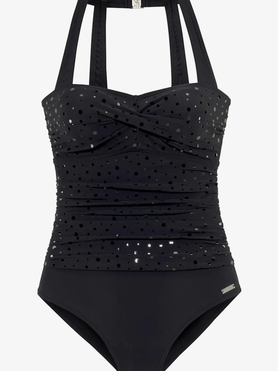 Maillot de bain avec empiècement gainant et aspect paillettes