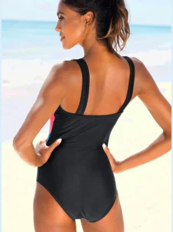 Maillot de bain avec empiècements et bretelles droites